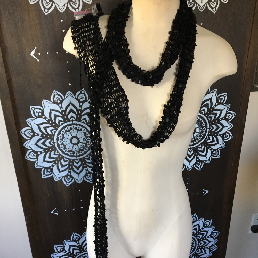 French Connection skinny sequin scarf
